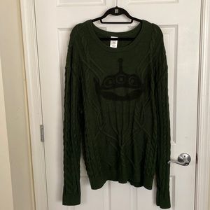 NWT Disney Toy Story Alien Green Cable Knit Christmas Sweater Unisex Size XXL